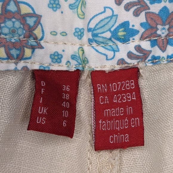 Vintage Y2K Esprit 100% Linen Sailor Style Button Front Wide Waistband Capris - Picture 4 of 13